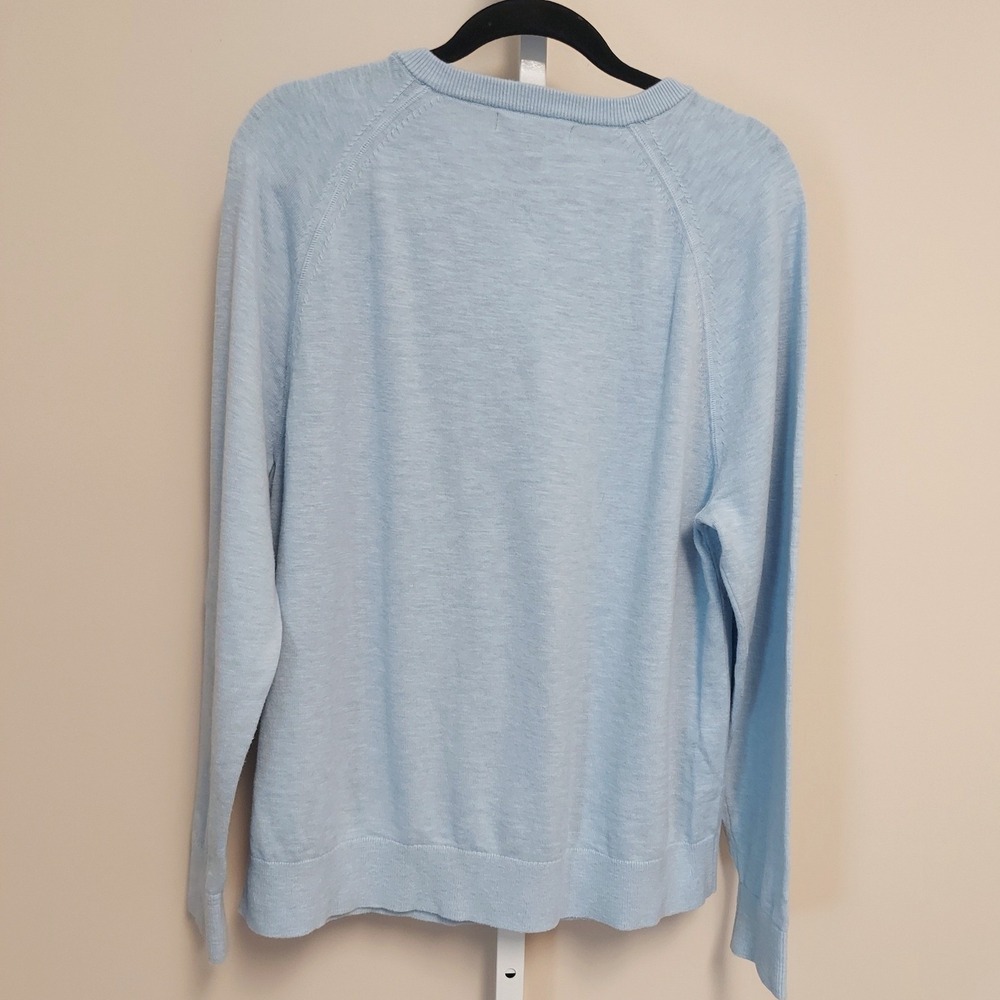 Banana Republic Mens XL Light Blue 100% Cotton Slub Crewneck Raglan Sweater - Picture 4 of 7